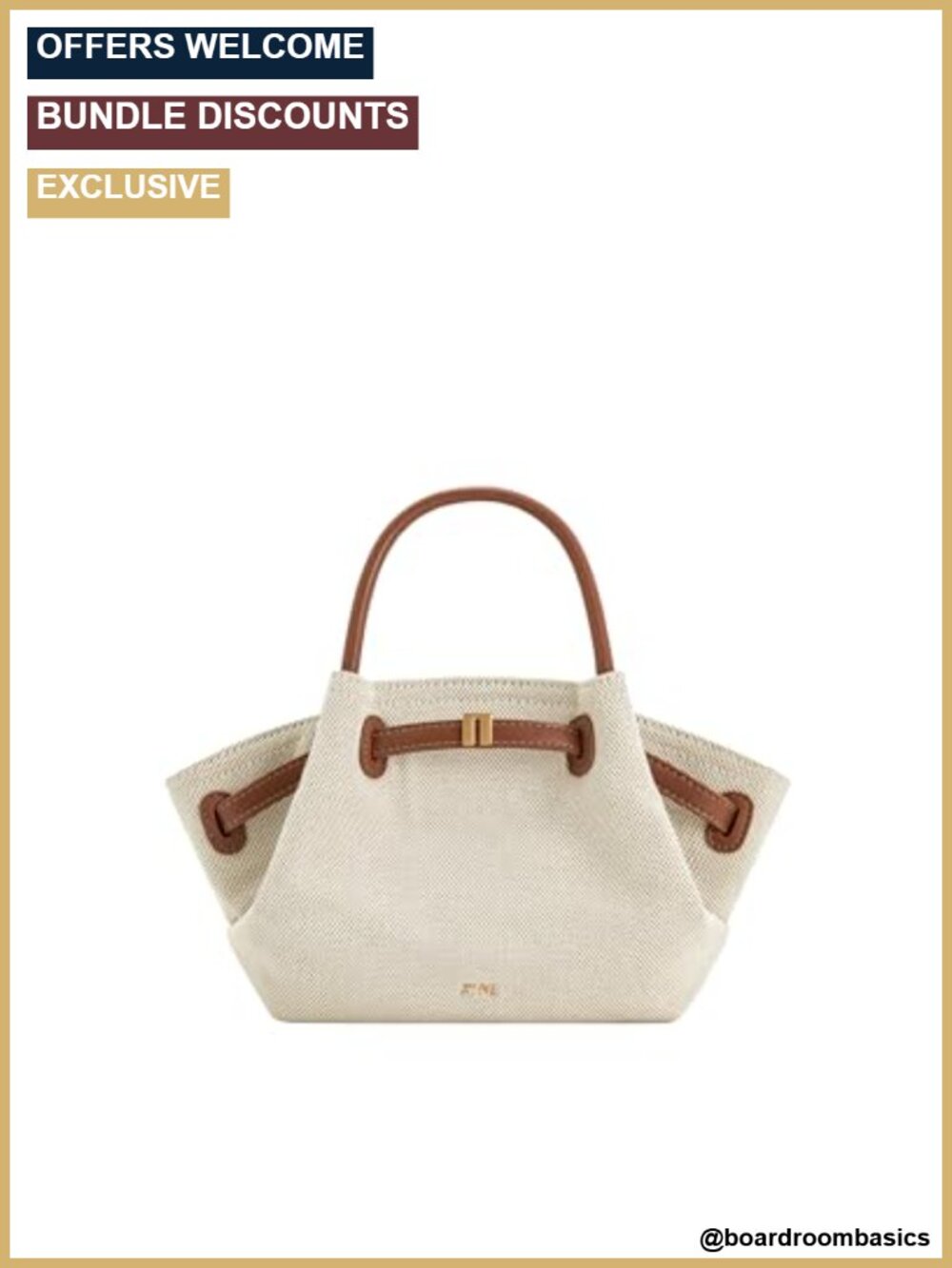 Canvas Mini Tote with Gold Hardware and Crossbody Strap